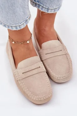 Best Big Star Shoes Zamszowe Mokasyny Damskie Big Star RR274947 Beżowe Beżowy