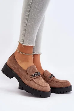 Discount Buty damskie Vinceza Zamszowe Mokasyny Damskie Z Ozdobą Brązowe Loraleima