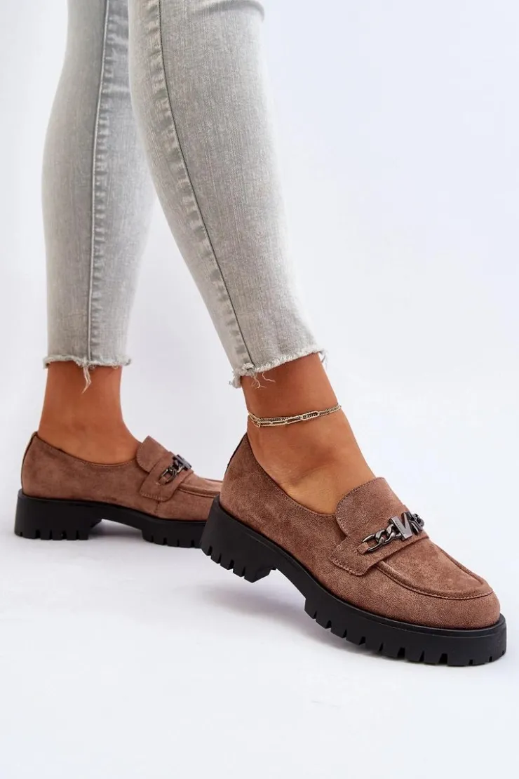 Discount Buty damskie Vinceza Zamszowe Mokasyny Damskie Z Ozdobą Brązowe Loraleima