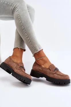 Discount Buty damskie Vinceza Zamszowe Mokasyny Damskie Z Ozdobą Brązowe Loraleima