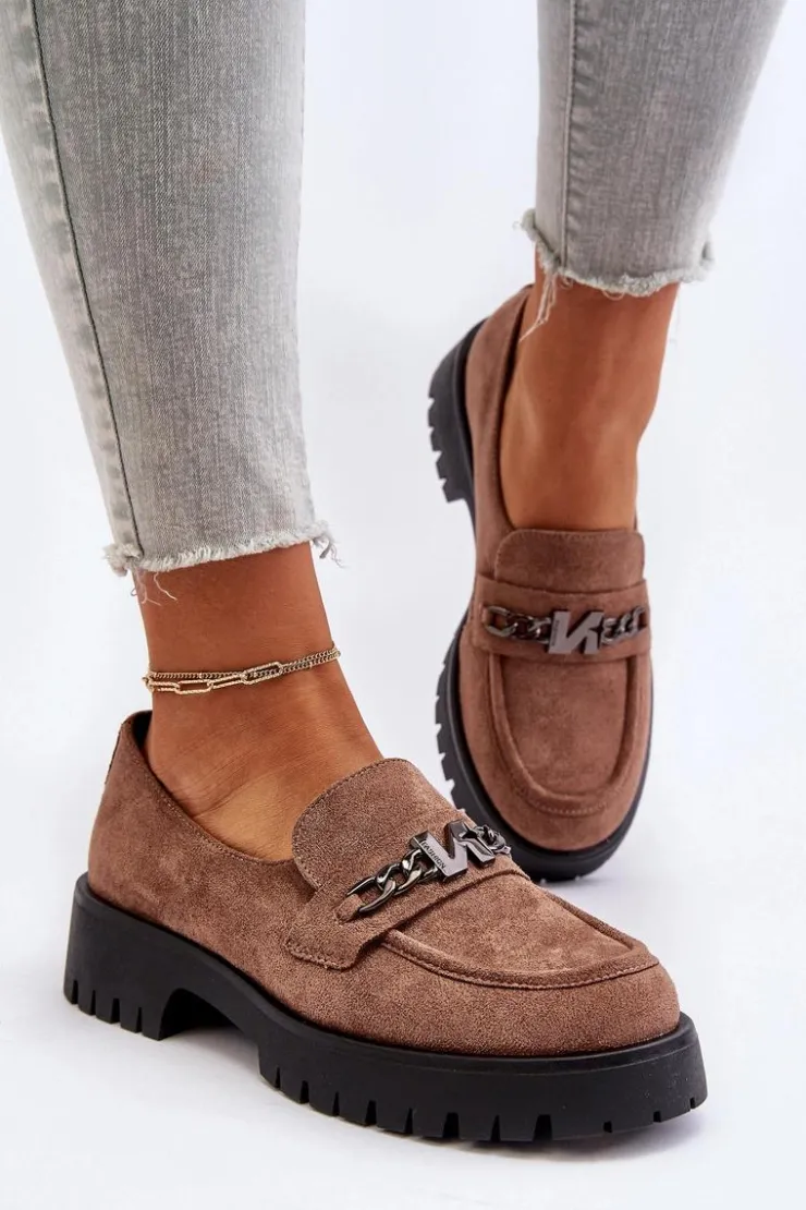 Discount Buty damskie Vinceza Zamszowe Mokasyny Damskie Z Ozdobą Brązowe Loraleima