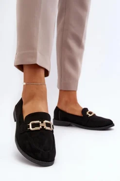 New Boto Zamszowe Mokasyny Damskie Na Płaskim Obcasie Czarne Misal
