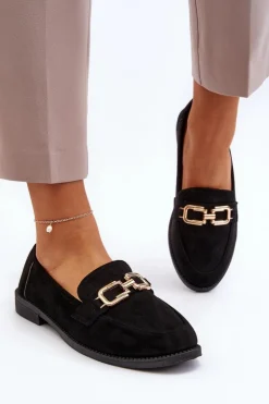New Boto Zamszowe Mokasyny Damskie Na Płaskim Obcasie Czarne Misal