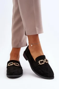 New Boto Zamszowe Mokasyny Damskie Na Płaskim Obcasie Czarne Misal