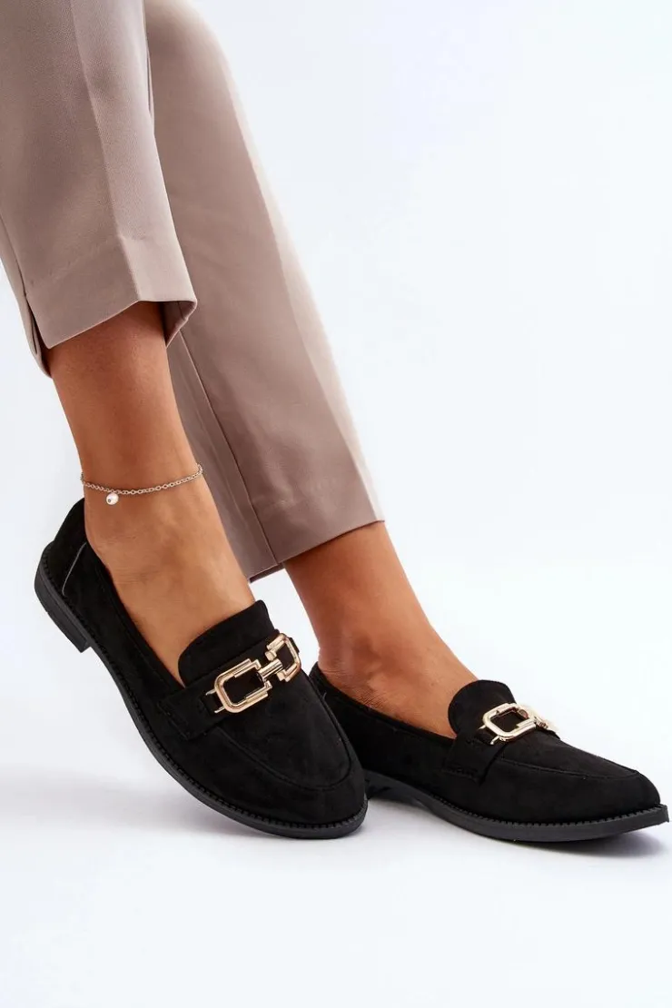 New Boto Zamszowe Mokasyny Damskie Na Płaskim Obcasie Czarne Misal