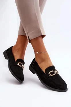 New Boto Zamszowe Mokasyny Damskie Na Płaskim Obcasie Czarne Misal