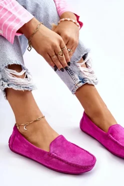 Evento Loafersy Damskie|Mokasyny Damskie Zamszowe*Zamszowe Mokasyny Damskie Fioletowe Morreno