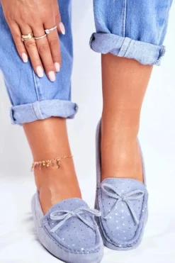 Discount Damskie buty S.Barski Zamszowe Mokasyny Damskie S.Barski A199 Niebieskie