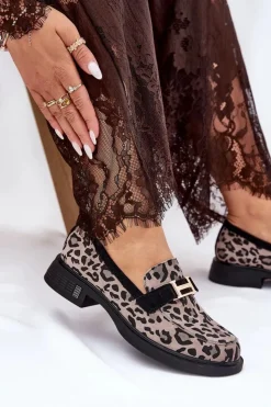 Buty damskie Vinceza Loafersy Damskie|Mokasyny Płaskie*Zamszowe Mokasyny Damskie Panterka Vinceza 66792 Szare Szary