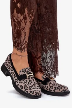 Buty damskie Vinceza Loafersy Damskie|Mokasyny Płaskie*Zamszowe Mokasyny Damskie Panterka Vinceza 66792 Szare Szary