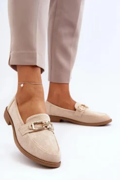 Boto Loafersy Damskie|Mokasyny Damskie Zamszowe*Zamszowe Mokasyny Damskie Na Płaskim Obcasie Beżowe Misal