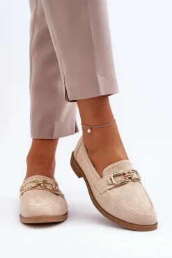 Boto Loafersy Damskie|Mokasyny Damskie Zamszowe*Zamszowe Mokasyny Damskie Na Płaskim Obcasie Beżowe Misal