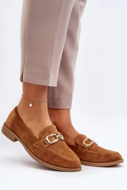 Damskie Boto Zamszowe Mokasyny Damskie Na Płaskim Obcasie Camel Misal