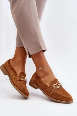 Damskie Boto Zamszowe Mokasyny Damskie Na Płaskim Obcasie Camel Misal