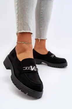 Damskie Buty damskie Vinceza Zamszowe Mokasyny Damskie Z Ozdobą Czarne Loraleima