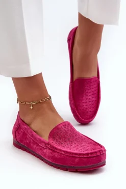 Damskie Damskie buty S.Barski Zamszowe Mokasyny Damskie Fuksja S.Barski LR755