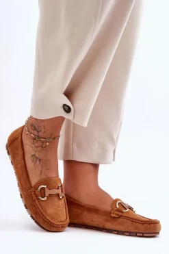 Boto Loafersy Damskie|Mokasyny Damskie Zamszowe*Zamszowe Mokasyny Damskie Z Ozdobą Brązowe Dionira