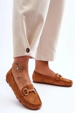 Boto Loafersy Damskie|Mokasyny Damskie Zamszowe*Zamszowe Mokasyny Damskie Z Ozdobą Brązowe Dionira