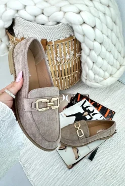 Boto Loafersy Damskie|Mokasyny Damskie Zamszowe*Zamszowe Mokasyny Damskie Na Płaskim Obcasie Ciemnobeżowe Misal