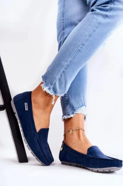Online Boto Zamszowe Mokasyny Damskie Granatowe Millare