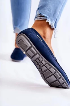 Online Boto Zamszowe Mokasyny Damskie Granatowe Millare