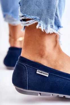 Online Boto Zamszowe Mokasyny Damskie Granatowe Millare