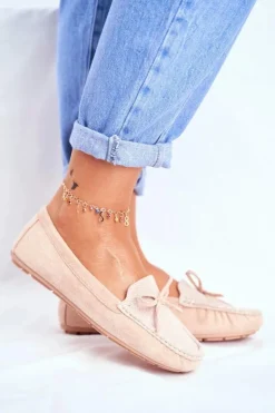 Damskie Damskie buty S.Barski Zamszowe Mokasyny Damskie S.Barski A199 Beżowe