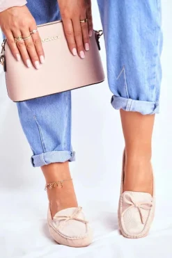 Damskie Damskie buty S.Barski Zamszowe Mokasyny Damskie S.Barski A199 Beżowe