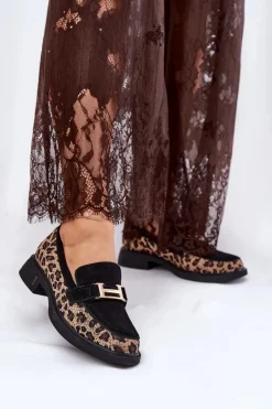 Damskie Buty damskie Vinceza Zamszowe Mokasyny Damskie Panterka Vinceza 66791 Czarne