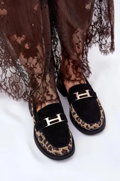 Damskie Buty damskie Vinceza Zamszowe Mokasyny Damskie Panterka Vinceza 66791 Czarne