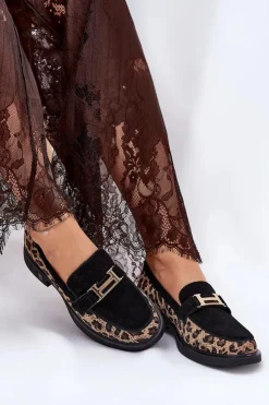 Damskie Buty damskie Vinceza Zamszowe Mokasyny Damskie Panterka Vinceza 66791 Czarne