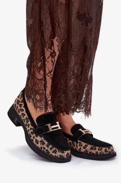 Damskie Buty damskie Vinceza Zamszowe Mokasyny Damskie Panterka Vinceza 66791 Czarne