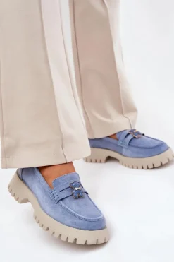 Sale Buty damskie Vinceza Zamszowe Mokasyny Damskie Z Przypinką Miś Vinceza 79533 e Niebieski