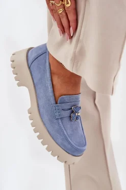 Sale Buty damskie Vinceza Zamszowe Mokasyny Damskie Z Przypinką Miś Vinceza 79533 e Niebieski