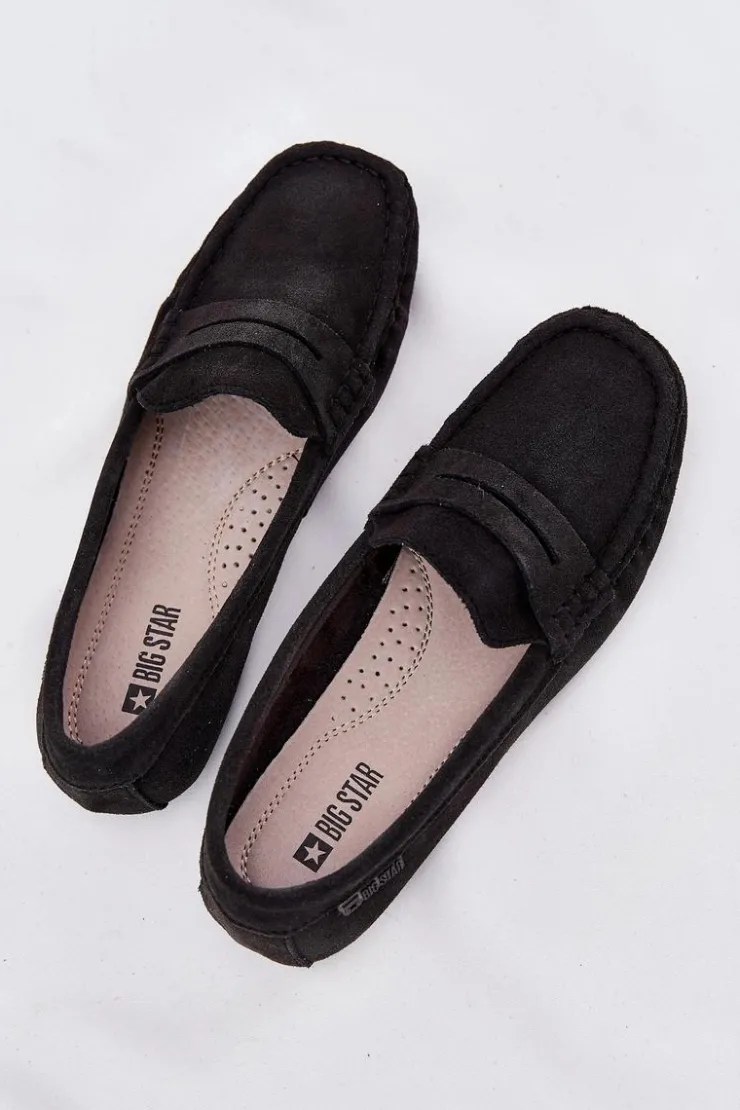 Outlet Big Star Shoes Zamszowe Mokasyny Damskie Big Star RR274948 Czarne Czarny
