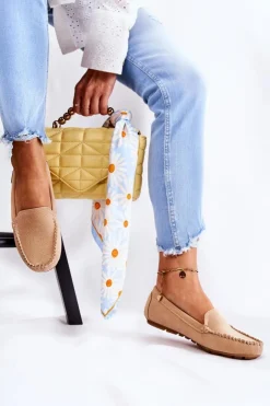 Best Boto Zamszowe Mokasyny Damskie Beżowe Millare