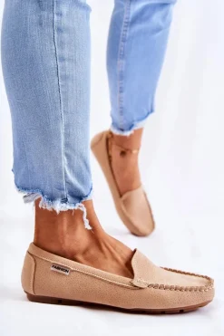 Best Boto Zamszowe Mokasyny Damskie Beżowe Millare