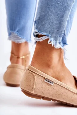 Best Boto Zamszowe Mokasyny Damskie Beżowe Millare