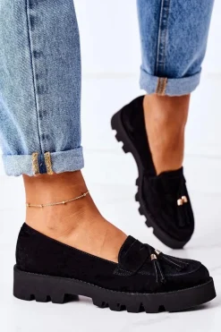 Hot Boto Zamszowe Mokasyny Lewski Shoes 3053 Czarne