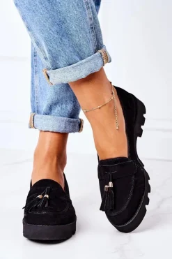 Hot Boto Zamszowe Mokasyny Lewski Shoes 3053 Czarne