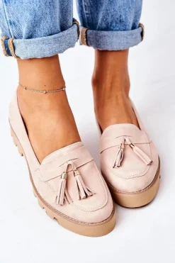 Damskie Boto Zamszowe Mokasyny Lewski Shoes 3053 Cappuccino