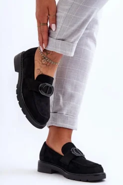 Boto Mokasyny Na Platformie|Mokasyny Damskie Zamszowe*Zamszowe Mokasyny Na Platformie Czarne Jarren