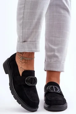 Boto Mokasyny Na Platformie|Mokasyny Damskie Zamszowe*Zamszowe Mokasyny Na Platformie Czarne Jarren