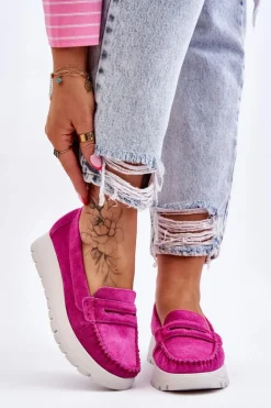 Boto Mokasyny Na Platformie|Mokasyny Damskie Zamszowe*Zamszowe Mokasyny Na Platformie Fuksja Lemar Milana