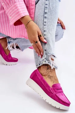 Boto Mokasyny Na Platformie|Mokasyny Damskie Zamszowe*Zamszowe Mokasyny Na Platformie Fuksja Lemar Milana