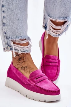 Boto Mokasyny Na Platformie|Mokasyny Damskie Zamszowe*Zamszowe Mokasyny Na Platformie Fuksja Lemar Milana