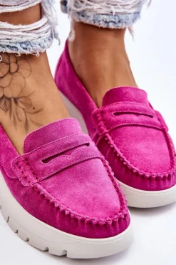 Boto Mokasyny Na Platformie|Mokasyny Damskie Zamszowe*Zamszowe Mokasyny Na Platformie Fuksja Lemar Milana