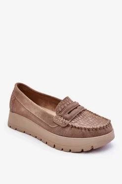Discount Boto Zamszowe Mokasyny Na Platformie Ciemnobeżowe Lemar Milana