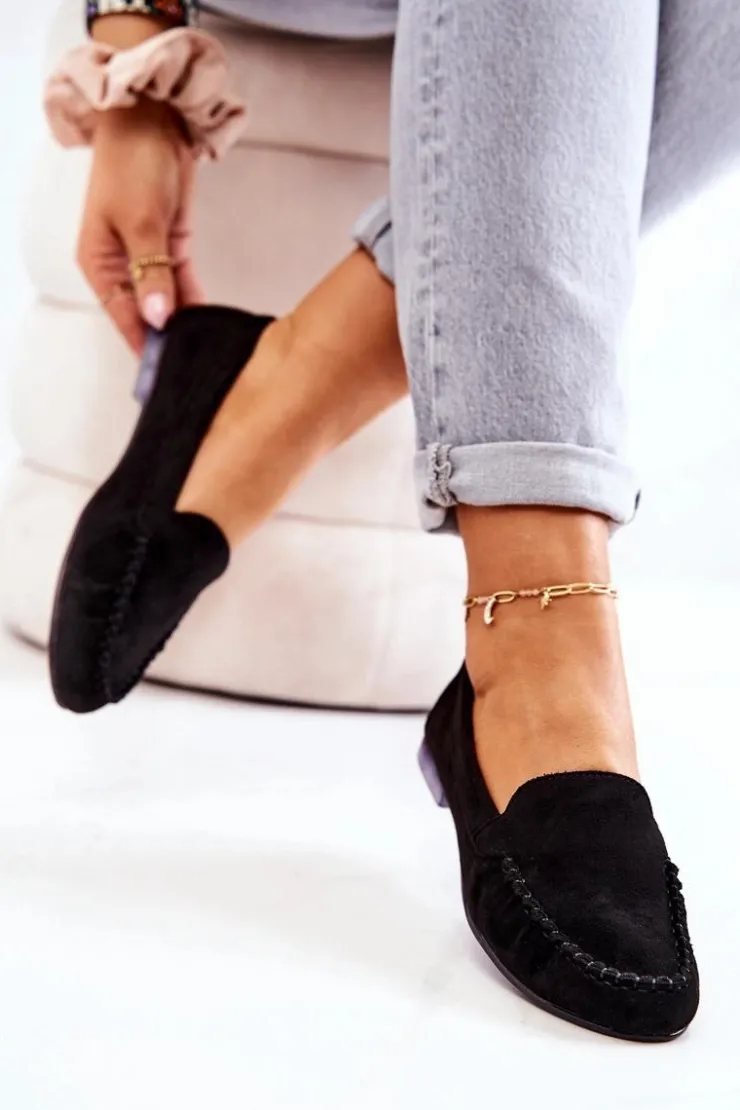 Damskie Buty Sergio Leone Zamszowe Mokasyny Sergio Leone MK722 Czarne