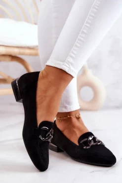 Damskie Buty Sergio Leone Zamszowe Mokasyny Sergio Leone MK739 Czarne